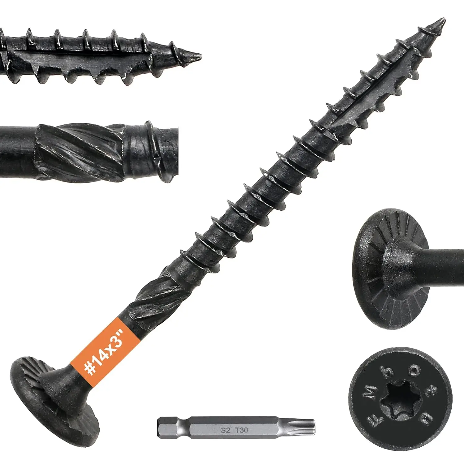 # 14 x 3 Wood Structural Lag Screws 54Pcs Star Drive Decking Screws, Rust Resistant Timber Screws for Timber/Log/Landscaping Wood
