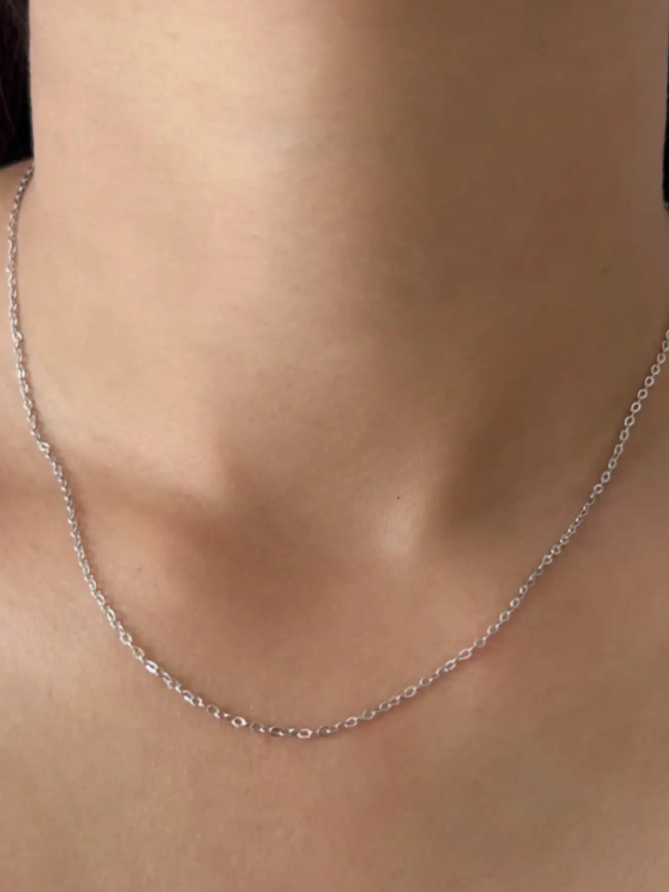 Dainty Thin O Link Blank Chain Choker Necklace, 2 Tone & Silver Color, Minimal Layering, Stackable, Gift for Women Back To School Student Accessories, Everyday Wear Jewelry