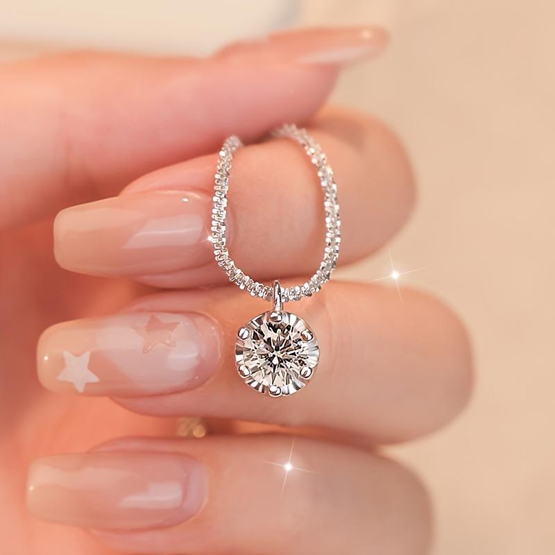 Moissanite Pendant Necklace for Women - S925 Sterling Silver, Luxury Round Cut, Jewelry Gift for Men, Women, and Girls