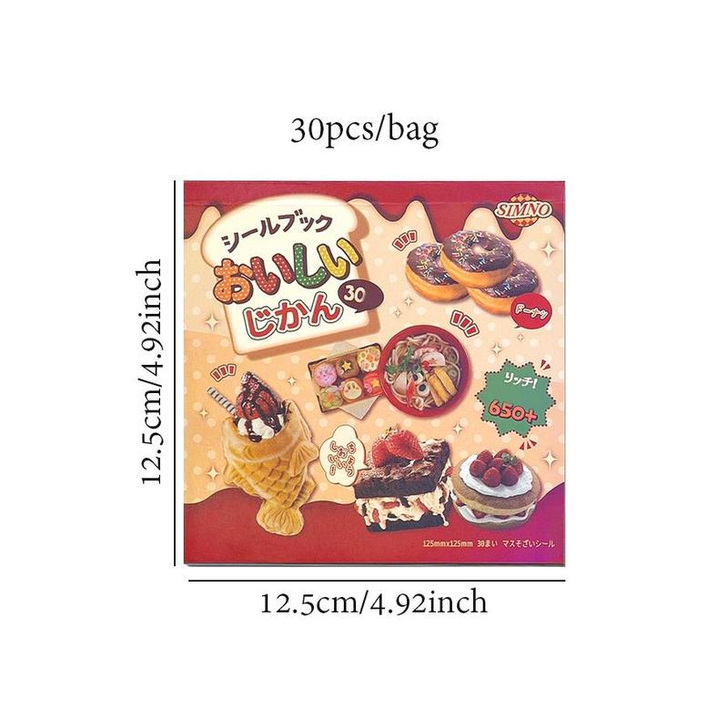 Food Themed Sticker Book, 30pcs/set Cute Food Pattern Stickers, DIY Decorative Sticker for Phone Case, Computer, Guitar, Bag, Water Cup, Scrapbook, Ornaments #TOP PICKS