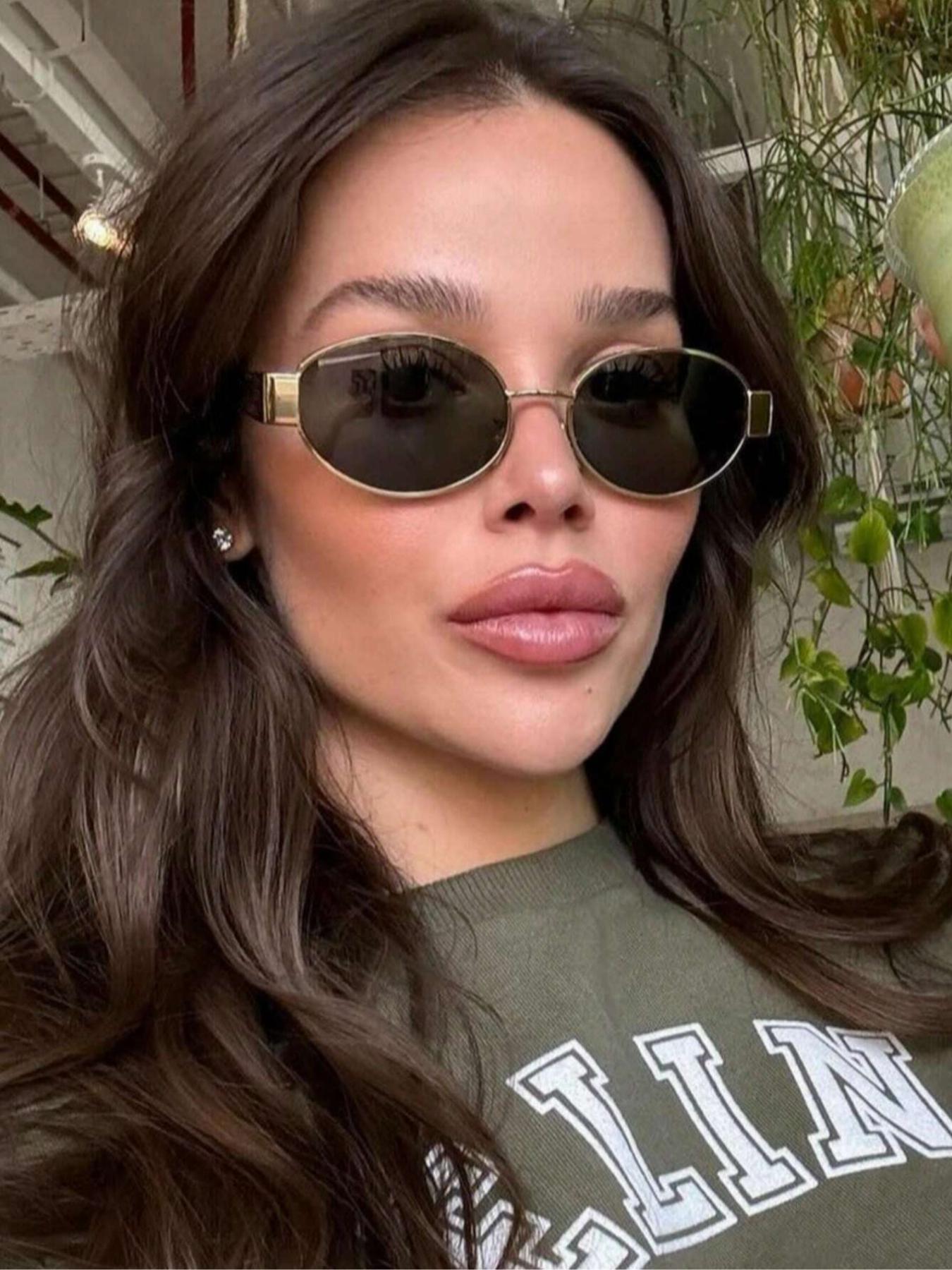 Women's Vintage Oval Frame Sunglasses, Trendy Casual Sunglasses for Everyday Use, Fashion Accessories for Outdoor Activities, Fashionable Sunglasses