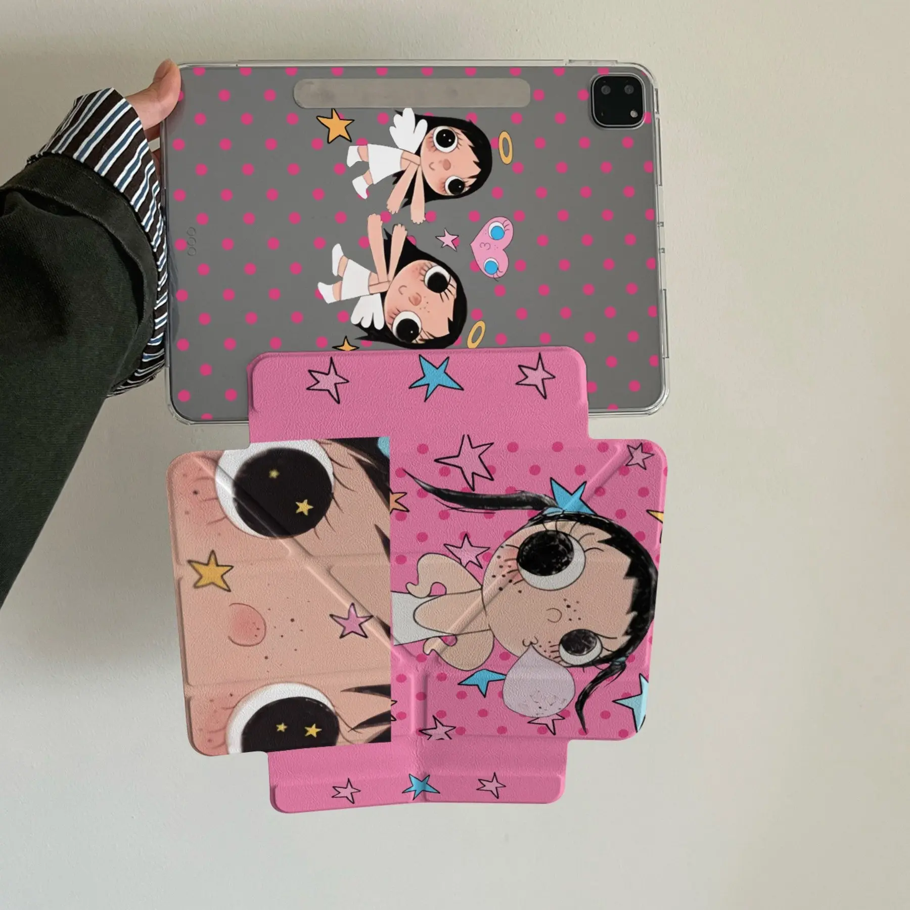 Cute Bubble Dot Pattern Side Stick Separable Tablet Case for Apple iPad 11th Gen, Durable Shockproof Cover with Pen Slot, Fashionable Design, Tablet Protective Cover