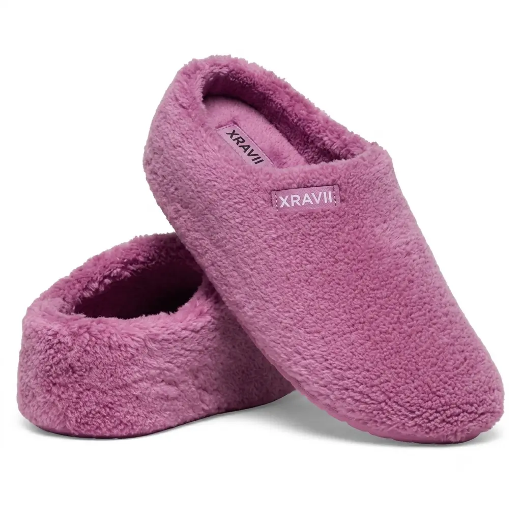 XRAVII Women's Cozy Faux Cashmere Mule Slippers, Ultra-Soft Boucle Fleece Lined Closed Toe Clogs
