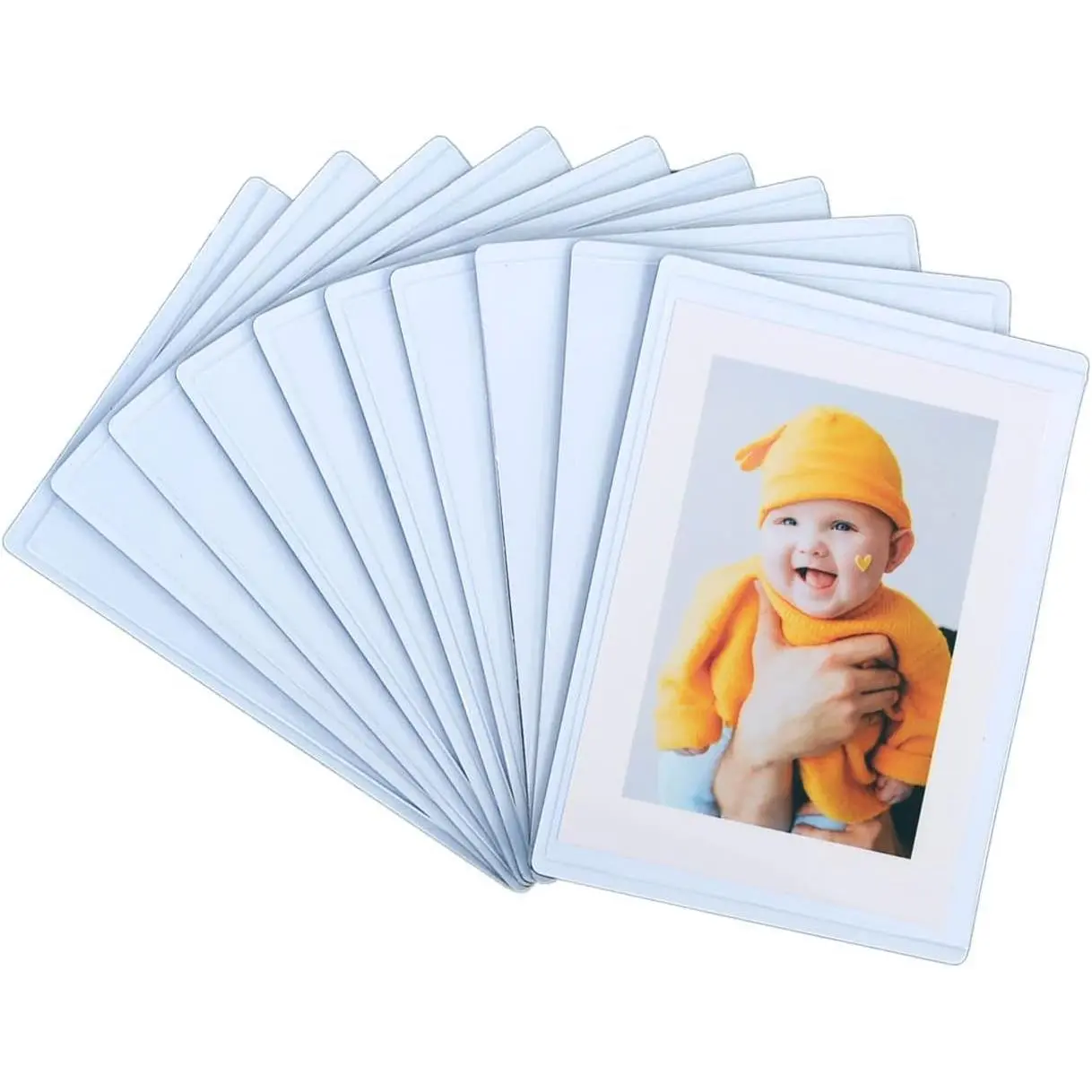 10-Pack Metal Steel Magnetic Photo Frame Sleeves (2.5x3.5in), Polaroid-Instax Mini Picture Pockets, Wallet-Size Refrigerator Photo Holders, Home Decoration Gift Set