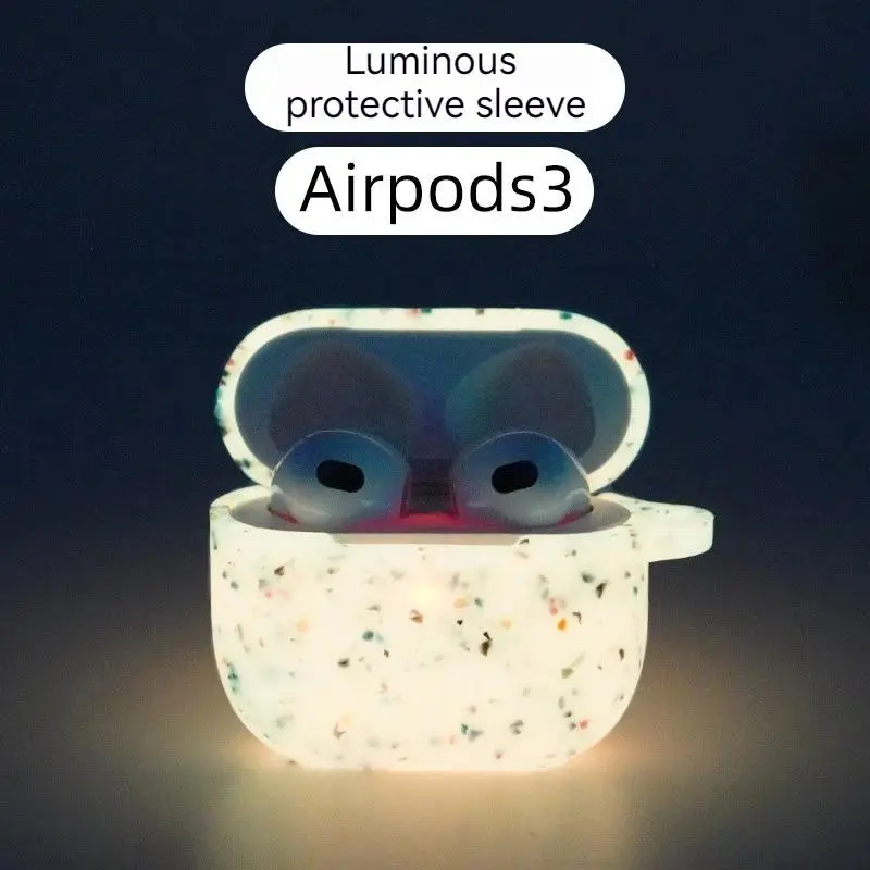 Luminous Silicone Soft Headphone Case with Keychain Compatible with AirPods 3/2/1 pro 2 AirPods Pro2 Third-party Protective Cove