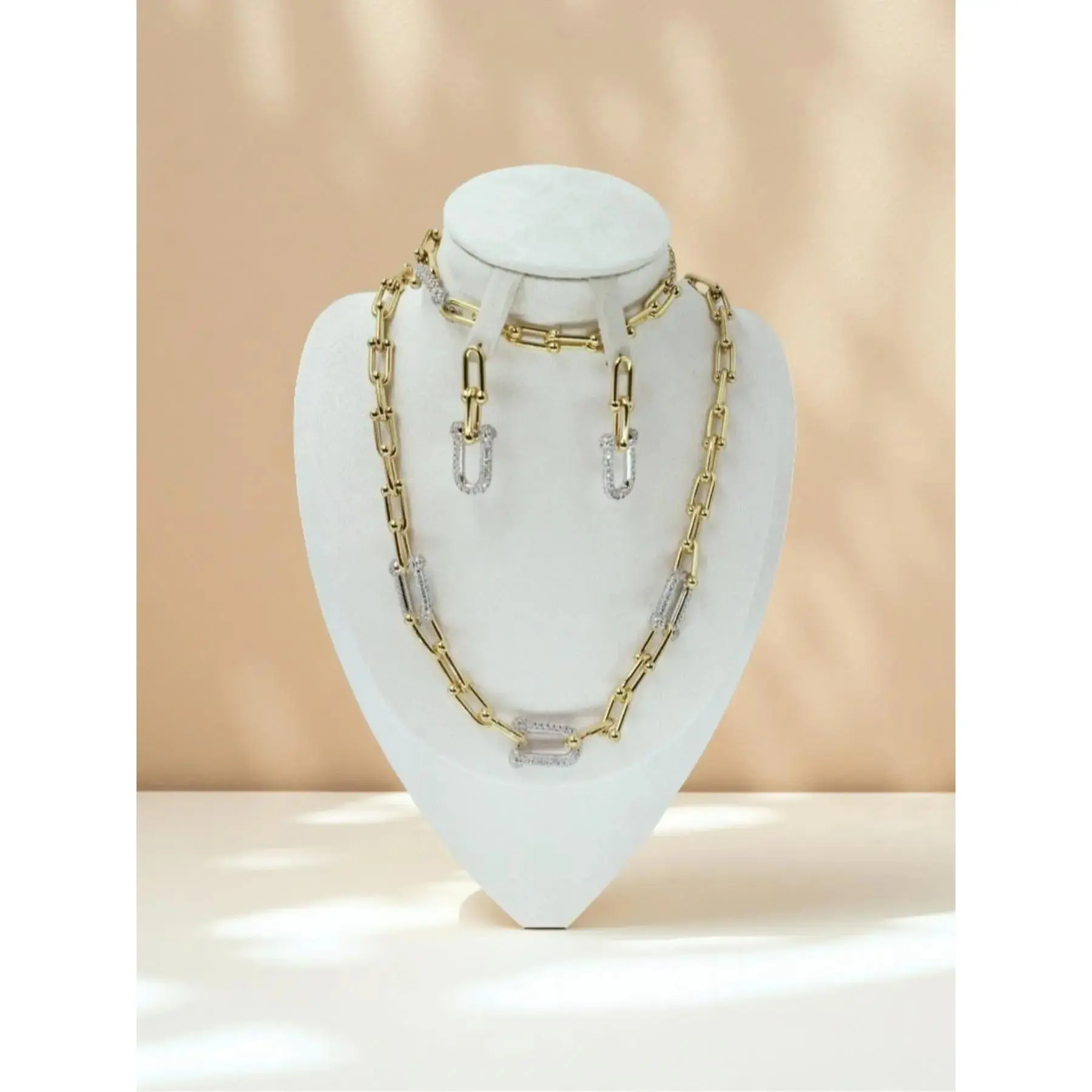 Women's Elegant Rhinestone Bombshell Jewelry Set, Exquisite Trendy Necklace & Bracelet & Earrings, Chic Maximalist Jewelry Set for Party & Daily Clothing Decor, Matching Jewelry Set
