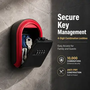 Secure 4-Digit Combination Key Lockbox - Wall-Mounted Key Storage with 10,000 Combinations, Anti-Pry Construction, Anti Theft Lockable for Home, Airbnb, and Guest Access, Combination Locks