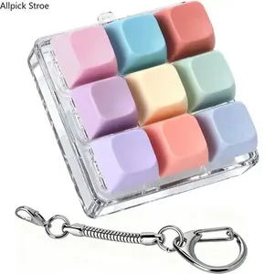 Colorful Keyboard Fidget Clicker Keychain for Adults Teens, Sensory Pop Toy with Buttons, Stress Relief Anxiety Gadget for Office Desk Gaming, Silent ADHD Autism Toy