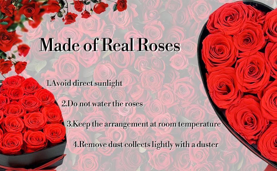 Preserved Roses Heart Shape Box Valentines Day Gifts for Her Mothers Day Forever Flowers (Red, 16 Roses)