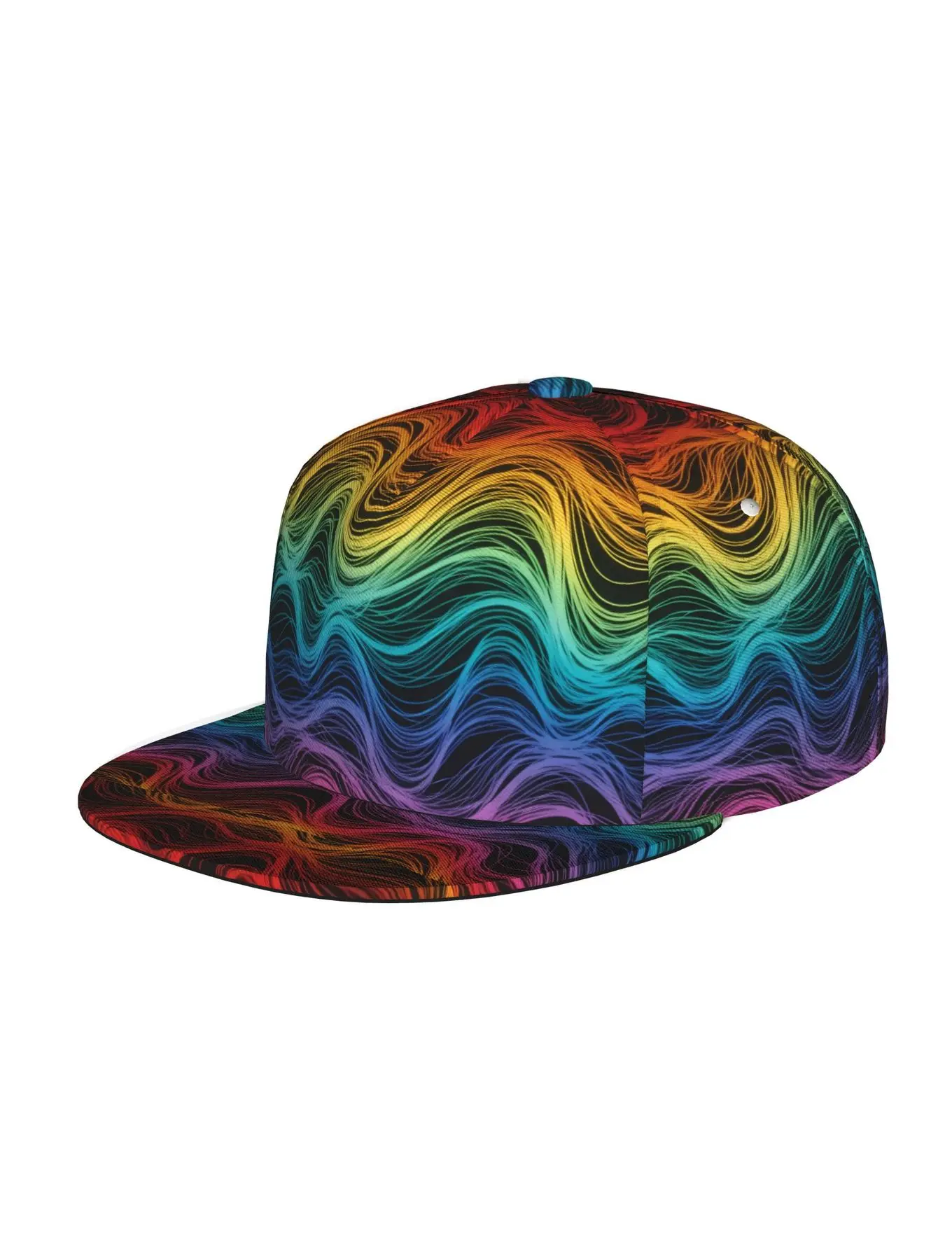 Unisex Rainbow Waves Baseball Cap, Adjustable Snapback Trucker Hat for Skateboarding & Dance, Punk Style Sun Hat for All Seasons
