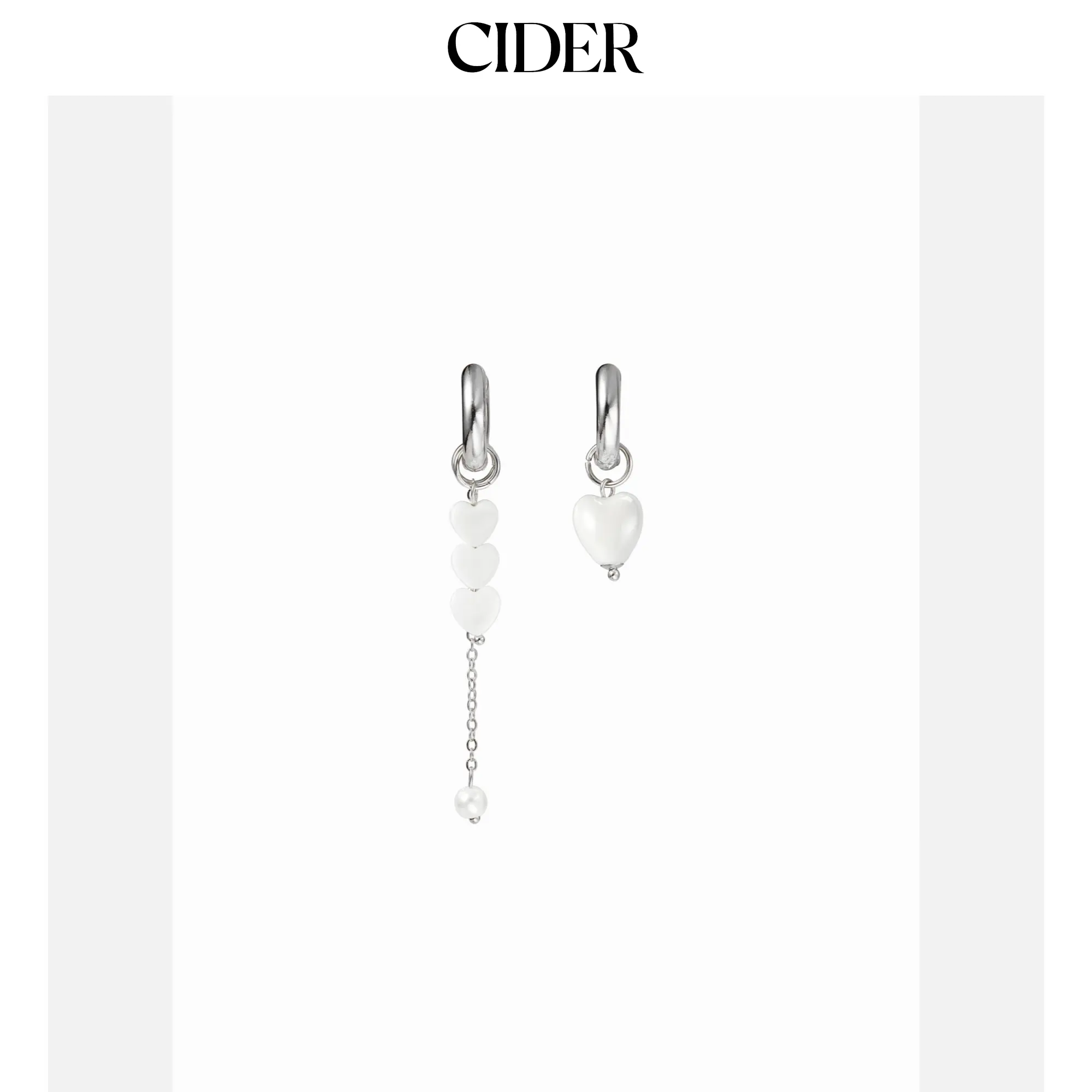 Cider HEART & FAUX PEARL DROP EARRINGS