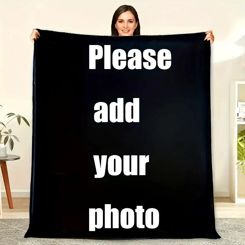 1 Piece Personalized Blanket - Custom Photo Family Printed Fabric Blanket, Ultra-Fluffy Soft Fabric, Wrinkle-Resistant, Breathable, All-Season Warm - Ideal Holiday/Birthday Gift for Home/Travel Use, Personalized Blankets