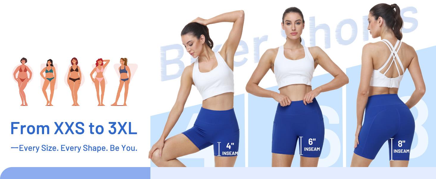 Women's Biker Shorts No Front Seam 4"/6"/8" High Waist Tummy Control Workout Yoga Gym Running Spandex Shorts Pockets