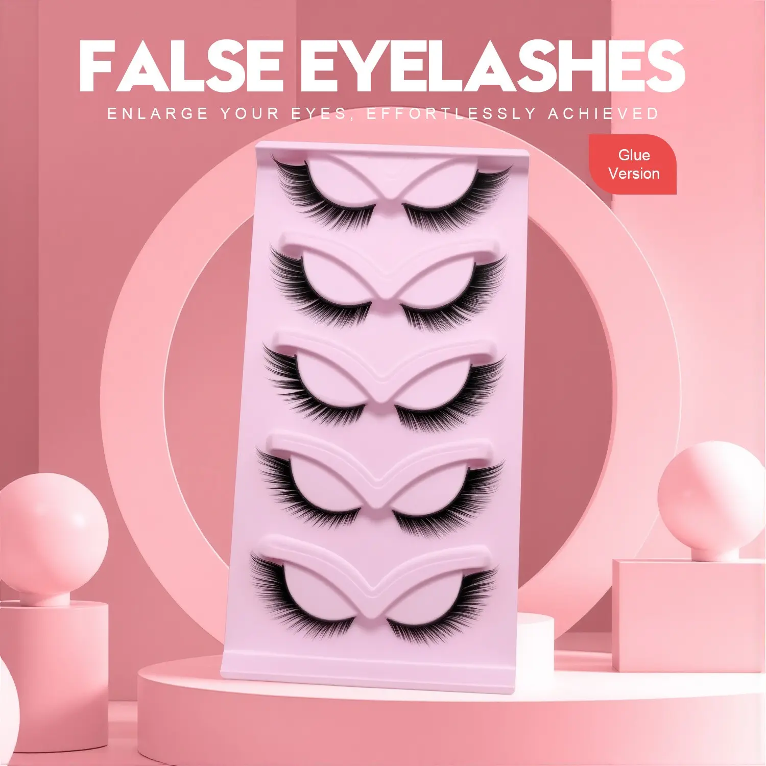 3D Cat-Eye False Eyelashes, Natural Wispy & Long Lengthening Lashes, Soft Fluffy Slanted Wing Effect, Lightweight Daily Eye Makeup for Almond & Hooded Eyes, Fake Eyelashes