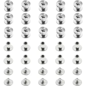 100Pcs/50Set Chicago Screws M5X6mm Book Binding Rivets Screw Posts Round Flat Head Stud Screw for DIY Leather Albums