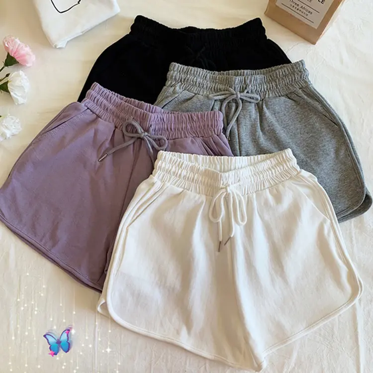 Women's 2026 Summer Korean Style High-Waist Casual Sports Shorts - Lady's Basic Women's Clothes Bottom, Ins Loose Thin Wide-Leg Hot Pants for Students, Sun-Protective, Bottoms, Loose Wide-Leg, Solid Plain, Casual Length, Thin Fabric, Casual Comfy Shorts,