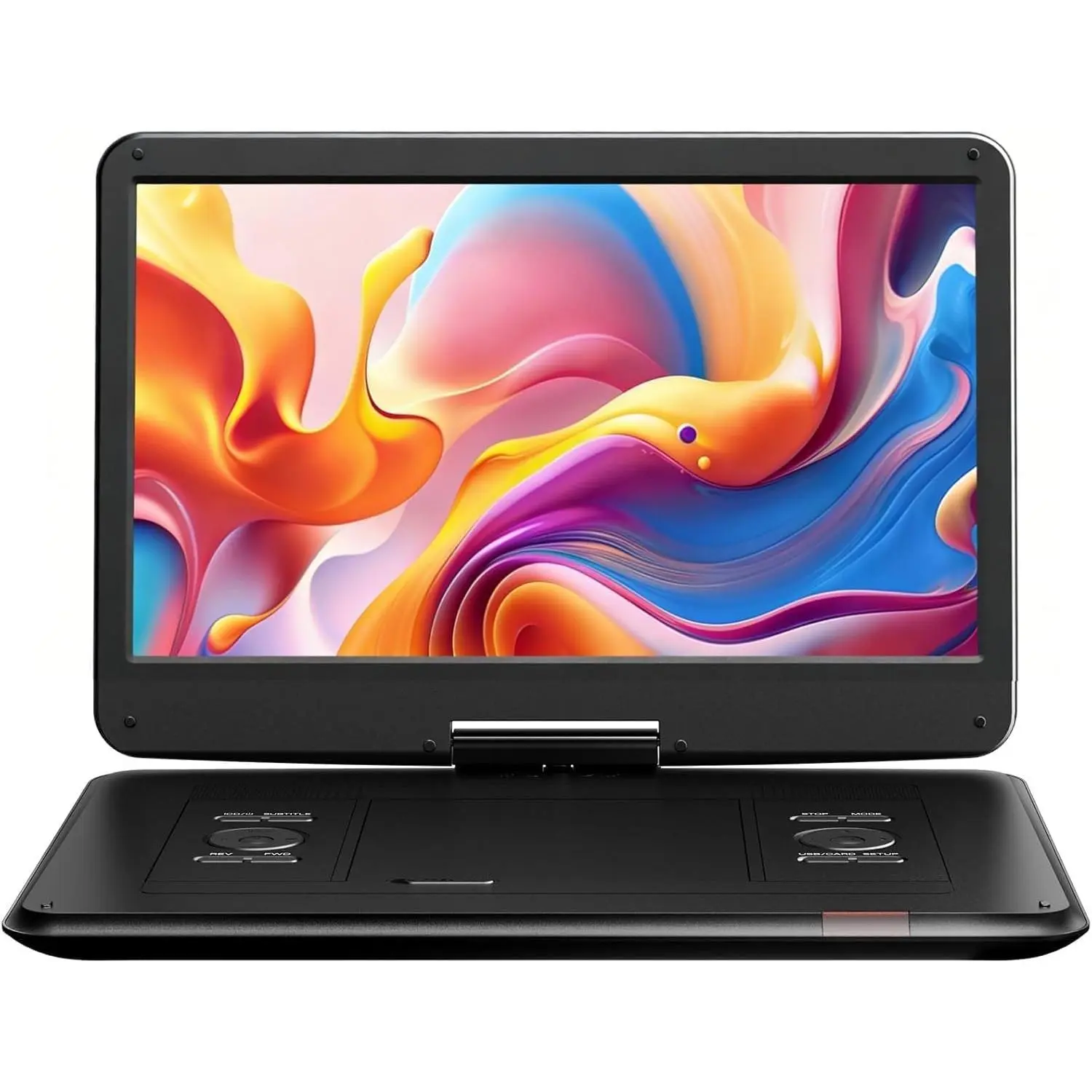17.5" Portable DVD Player with 15.6"  Swivel Screen for for  , 6 Hours Working Time with -in ,  Stereo Speakers, USB/SD/TV Sync/Multiple Disc Formats, Black