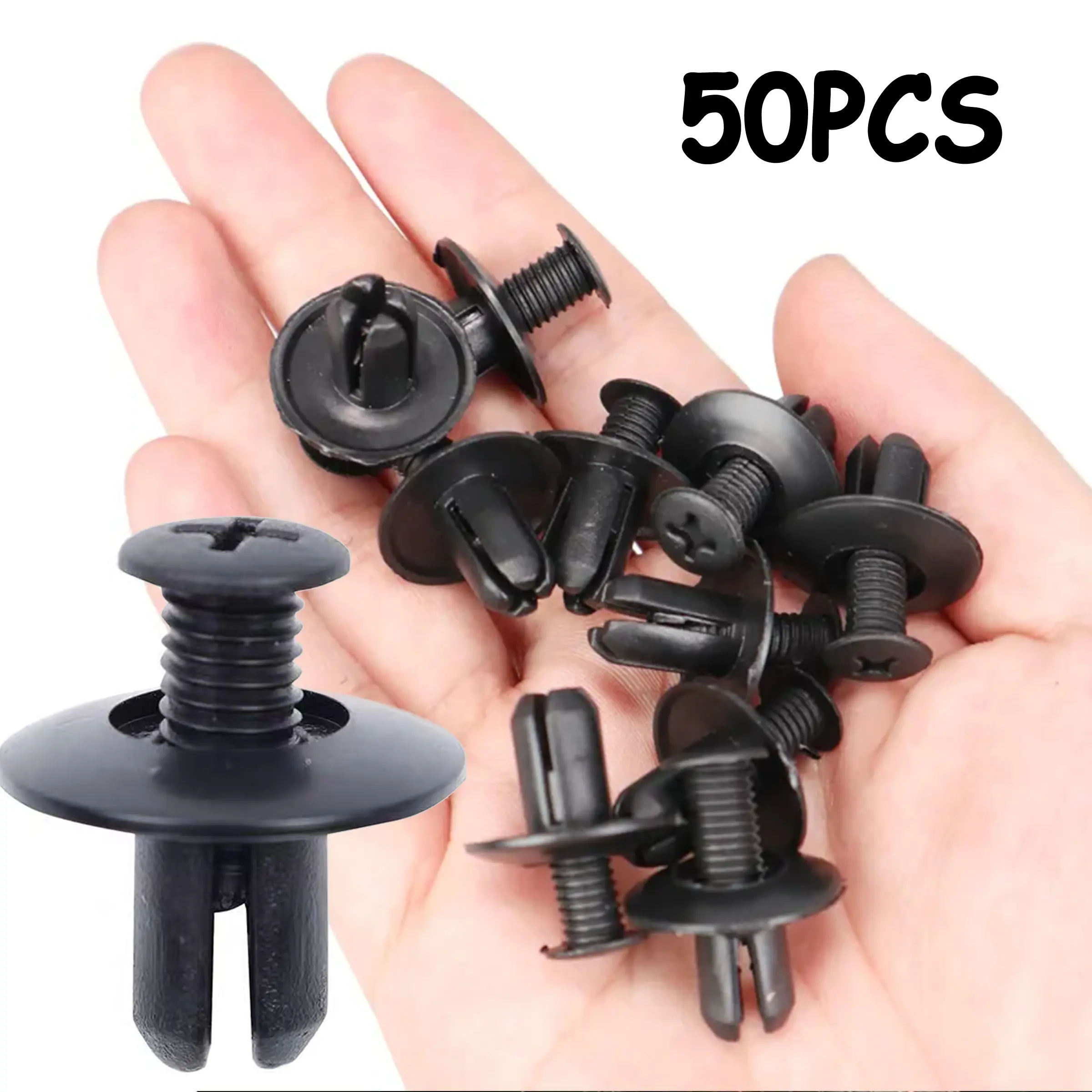 50-Pack 8mm Universal Car Clip Rivets, Thick Durable Rubber Clips, Front Rear Bumper Mud Flap Interior Panel Repair Parts