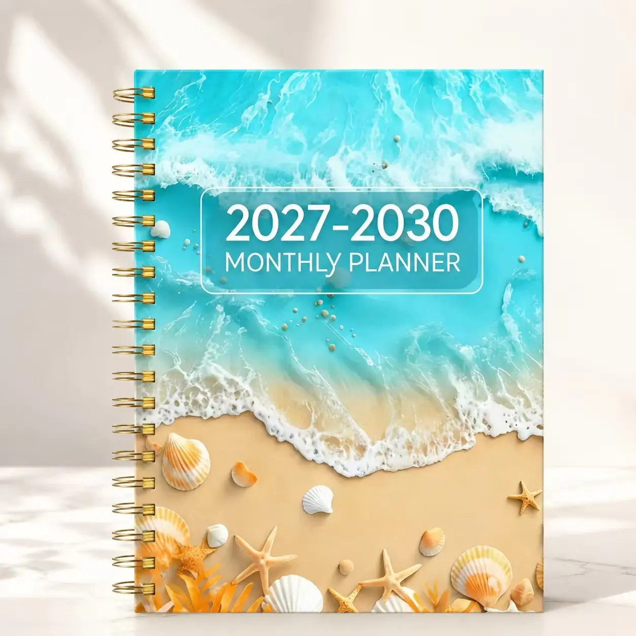 Ocean Beach Theme Four-Year Monthly Planner Notebook, Perfect Gift for Women and Teens, Ideal for Holidays and New Year