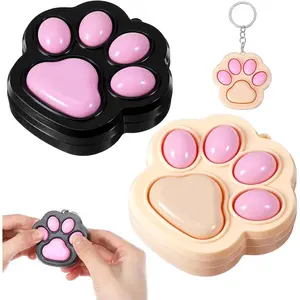 2 Pcs Cat Paw Fidget Keychain, Clicky Fidget Toys, Cute Mini Fidgets, Fidgets Clicker Anxiety and Stress Relief for Adults, Stocking Stuffersfidget toys
