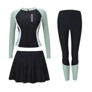 Women Split Long Sleeve Long Pant Swimsuit Sun Protection Slim Quick Dry Suit for Surf Diving Hot Spring
