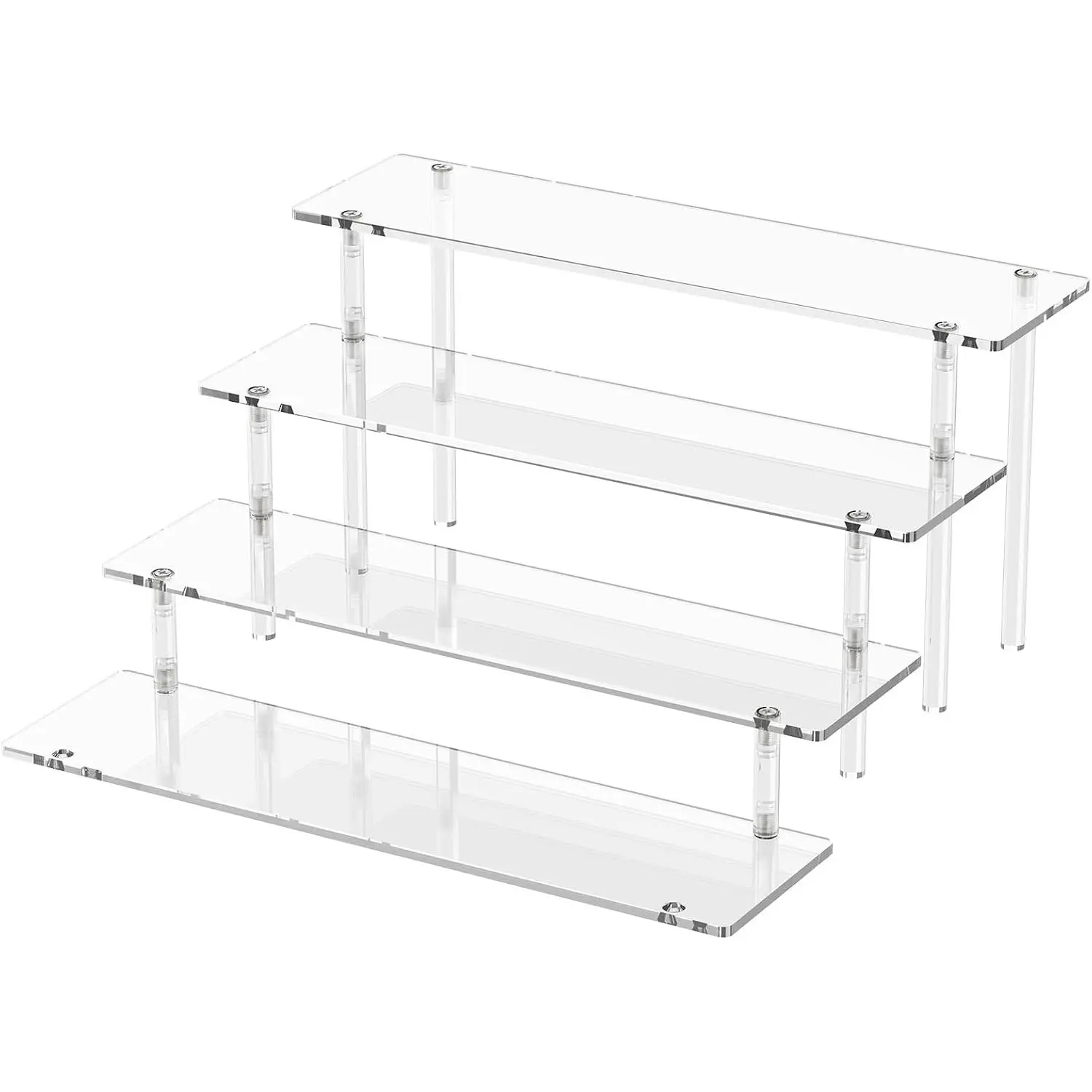 4 Tier  Display Risers, Clear Perfume Organizer, Cupcake Stand | Large Dessert Display for Party, Display Shelf for Figure and Collection, Riser Stand for Decoration and Organizer, 1 Pack
