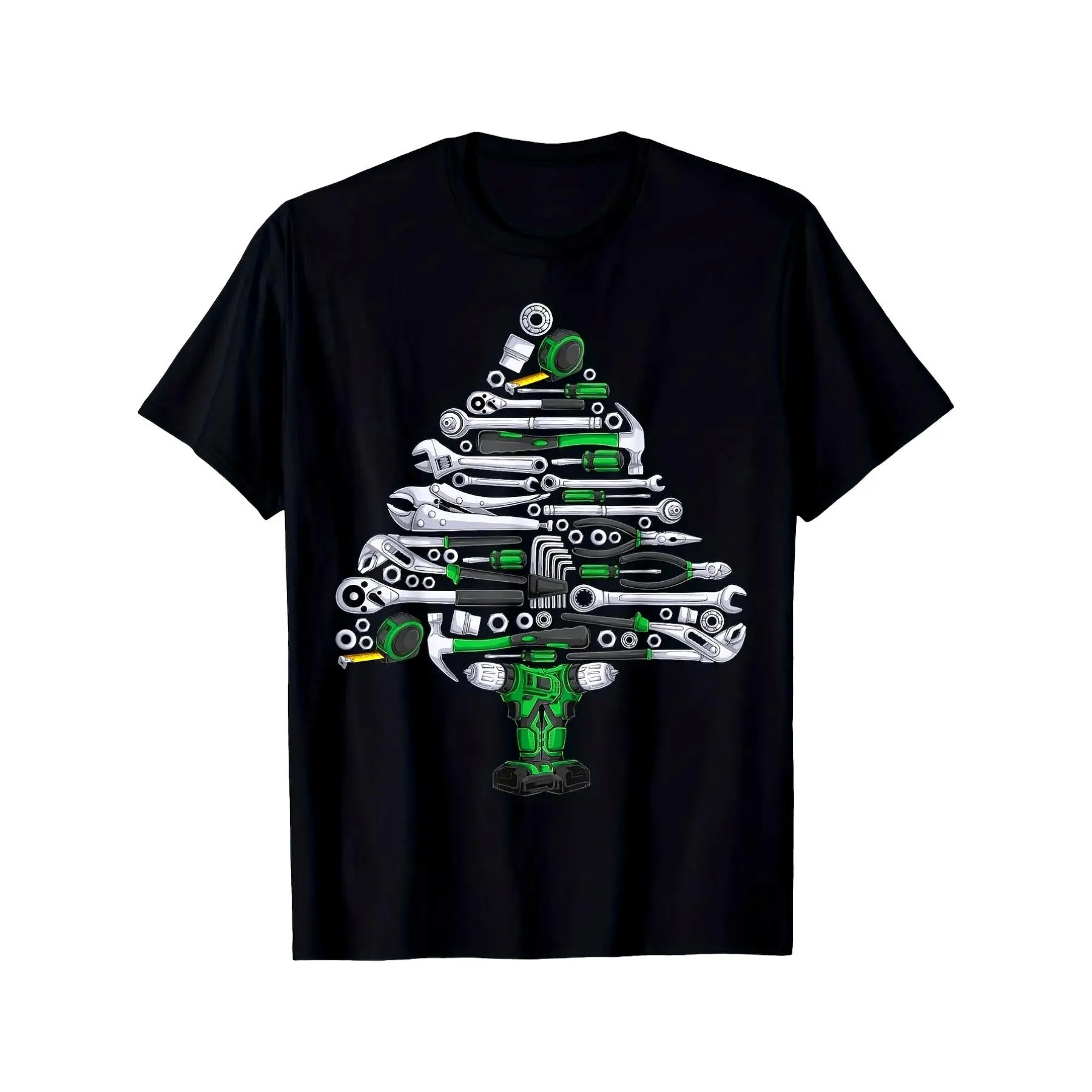 Men's Heavy-Duty Mechanic Tool T-Shirt - Retro Automotive Design with Wrench & Socket Graphics, Short Sleeve Round Neck Tee Suitable for Car Lovers, All-Season Comfort Fit for Garage & Casual Wear, Gift for Automotive Enthusiasts (/), PLUS SIZE