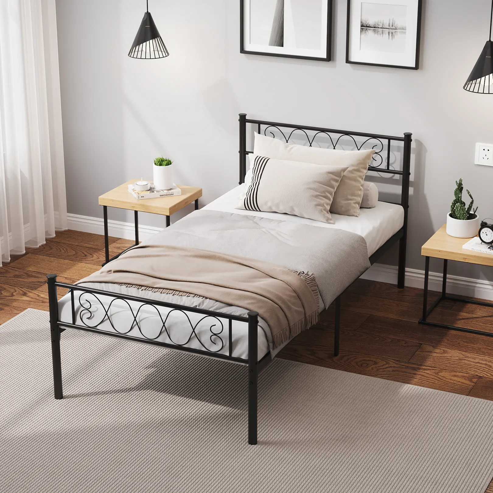 Heart-Shaped Metal Platform Bed Frame with Headboard & Footboard – Sturdy Steel Slat Support, Under-Bed Storage, No Box Spring Needed – Multiple Sizes & Colors