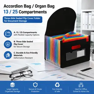 13/25 Pocket Expanding File Folder, Durable Accordion Organizer for Office School Document Storage, Secure Important Files Protection, Portable for Daily Use Travel Carrying
