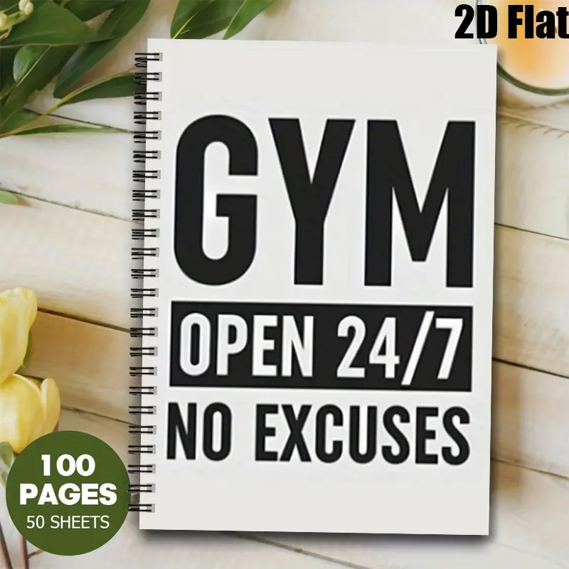 1 Spiral Coil Notebook 5.7x8.26 inch, High-Quality Lined Pages, Durable Binding, Gym Workout Log, Fitness Journal, 24/7 Exercise Tracker, Perfect Gift for Gym Enthusiasts, Birthday & Holiday Present for Fitness Lovers [2D] Flat