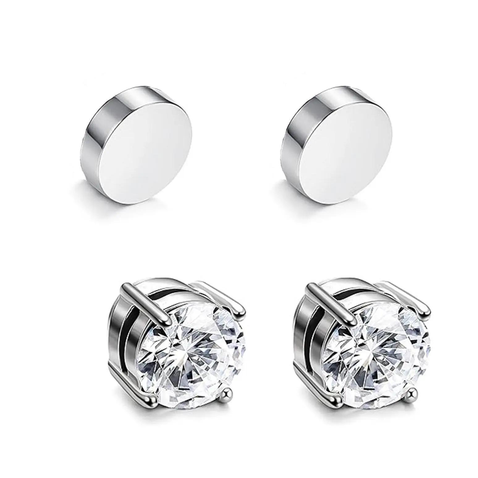Stainless Steel Magnetic Stud Earrings for Men Women Non Piercing Clip on Earrings 8MM silver bangles summervibes