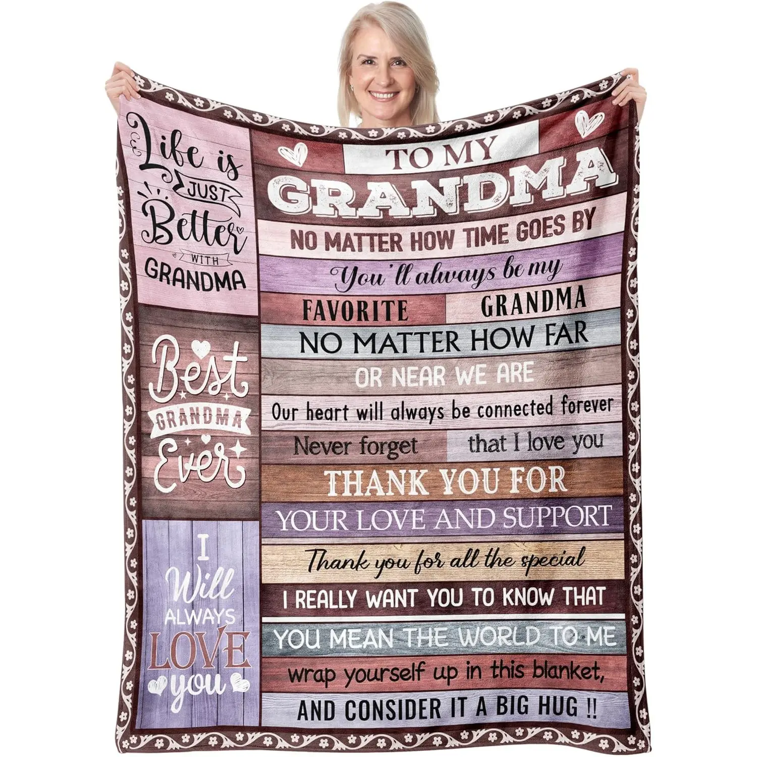 Gift for Grandma, Birthday Gift for Grandmother, Beautiful Present for Grandmothers, Perfect for Mother's Day, Cozy Blanket Included