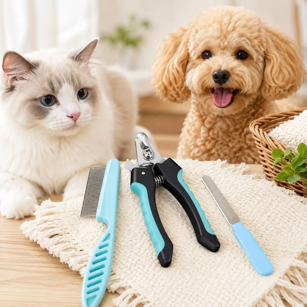 Stainless Steel Pet Nail Clipper Set, Kitten Nail Clipper, Puppy Nail Clippers, Ideal Grooming Tool for Dogs Cats Birds Hamsters Rabbits Hedgehogs Ferrets Chinchillas, Includes File & Comb