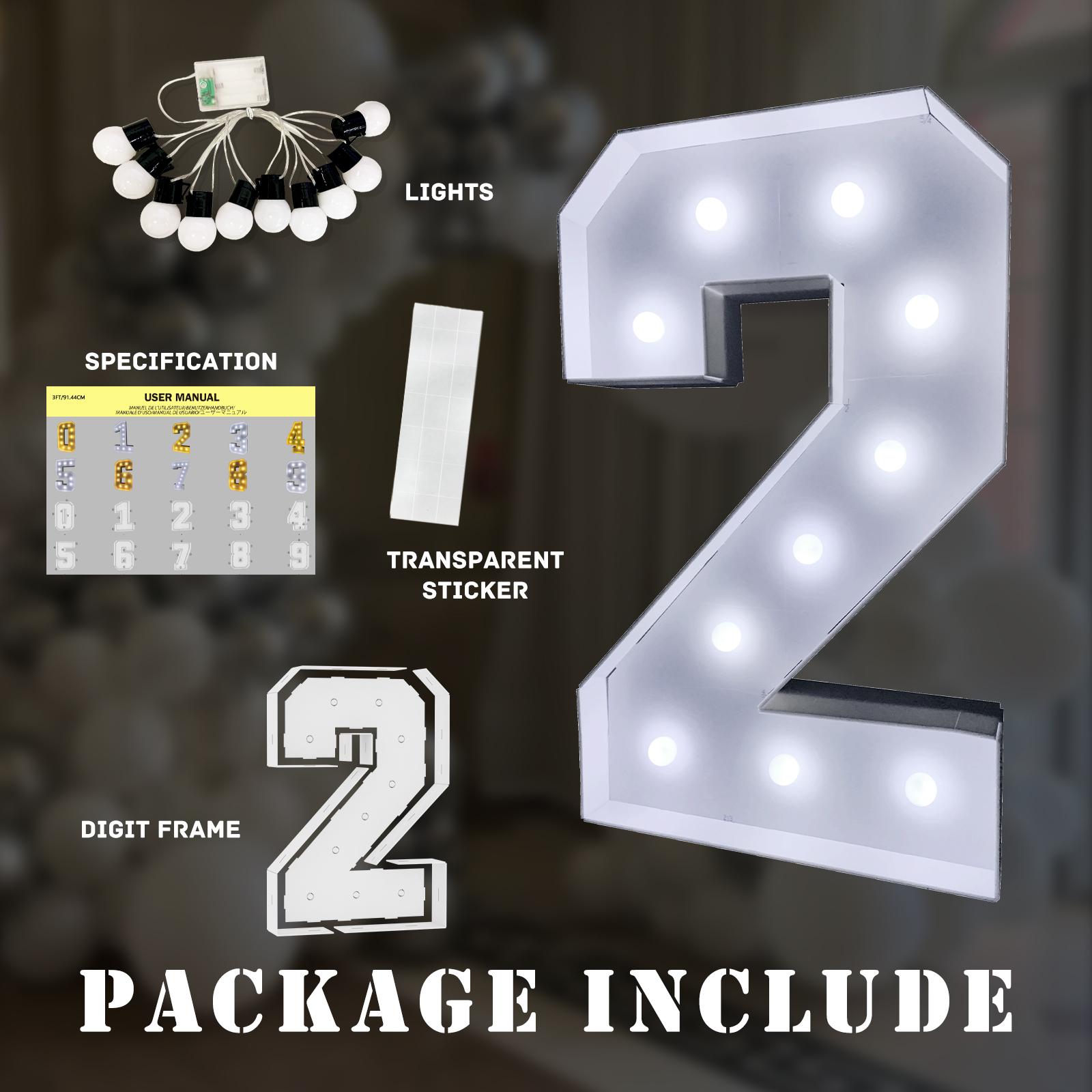 Light-Up Number & Letter (1 Set), Battery-Powered Light-Up Numbers, Giant Numbers for Birthday, Anniversary & Graduation Party Decorations, Party LED Lights