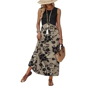 Summer Dresses Babydoll Maxi Dress Empire Waist Beach Vacation Sundresses 2026 with Pockets