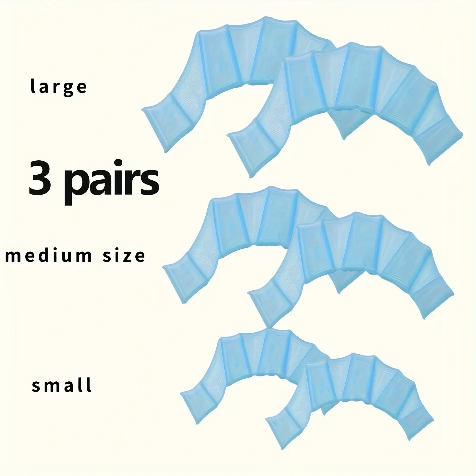 Three Pairs Silicone Hand Paddles, Non-Slip Swimming Fin Gloves, Unisex, Blue, Ideal for Training, Fishing, Diving, Pool, Beach, Ocean