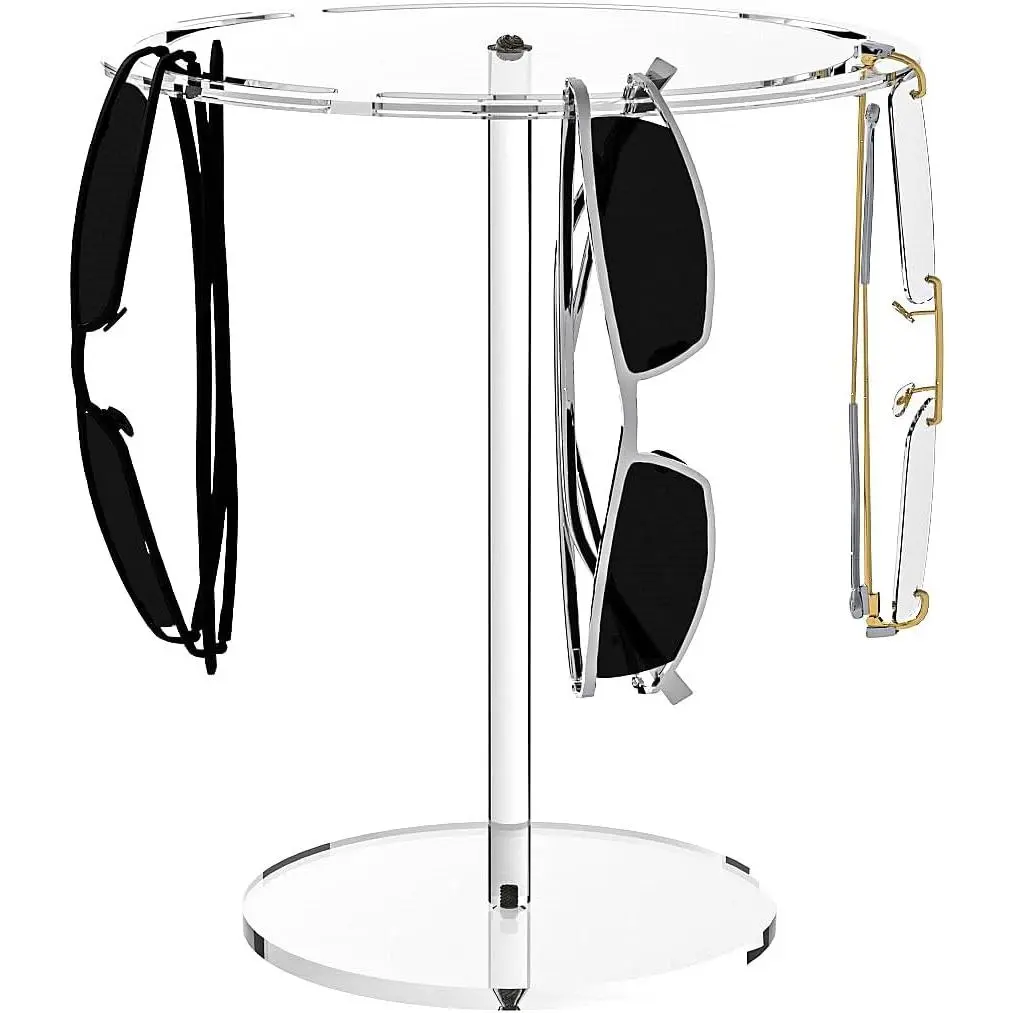 Sunglasses Holder Stand 360 Rotating, Eyeglasses Display Rack,Eyewear room Tabletop Glasses Storage Organizer (, Round)