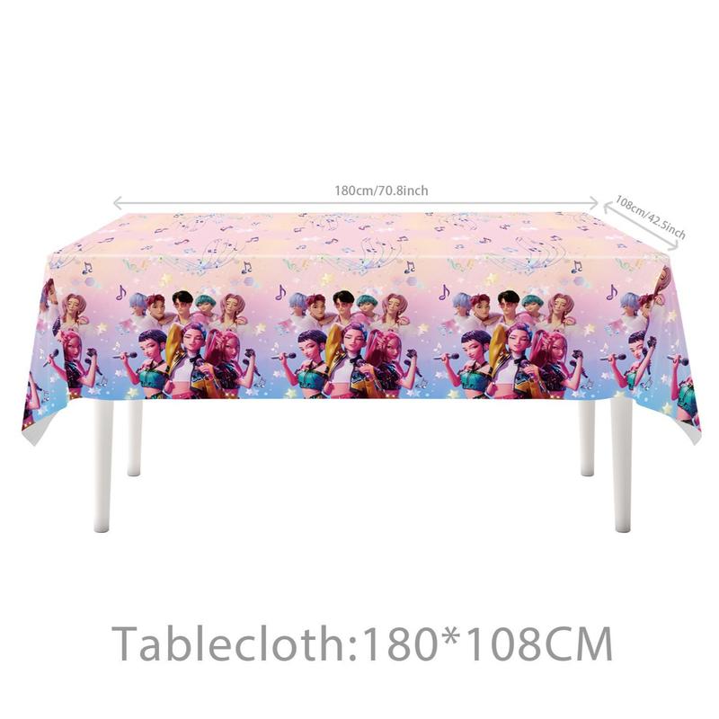 K-Pop Hunter Girl Party Tablecloth, Disposable Waterproof Stain-Resistant Table Cover, Perfect Gift for Friends and Couples