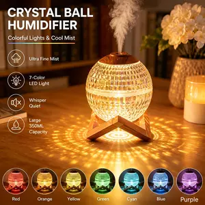 Crystal Ball Humidifier, Colorful Night Light, Quiet Mist Spray, Cool Mist Humidifiers, Timer Auto Shut Off, Large Capacity, Desktop & Office Use