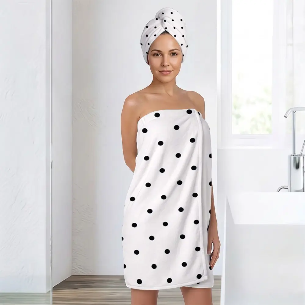 2pcs Geometric Print Bath Towel Set, Adjustable Buckle Design, Ultra-Fiber Absorbent, Ideal for Sauna, Spa, Home, Gym, Beach, Travel, Towel Sets For Bathroom