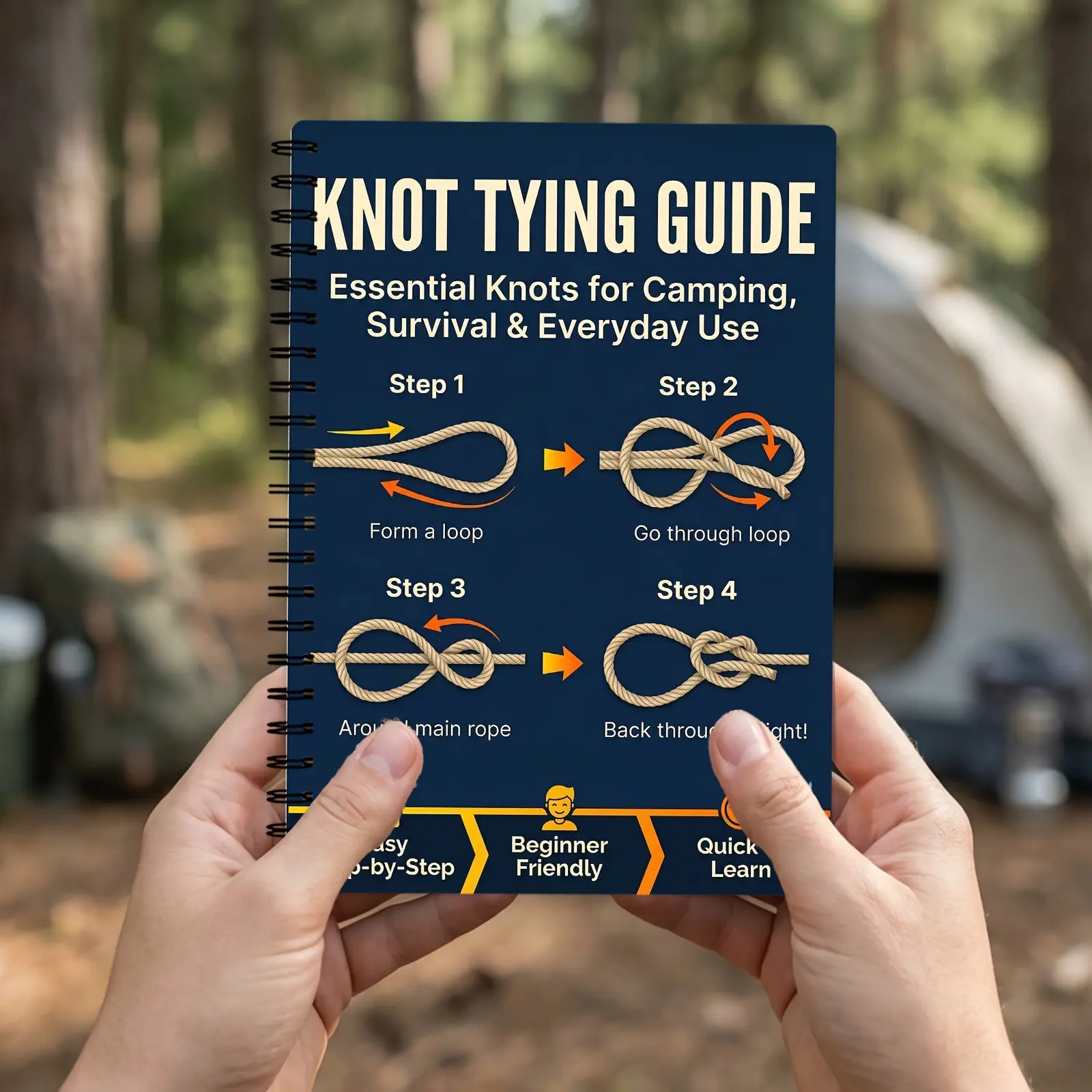 Outdoor Survival Knots with Step-By-Step Diagram, Camping and Hiking Essential Guide, Learn Practical Rope Techniques for Adventure Enthusiasts