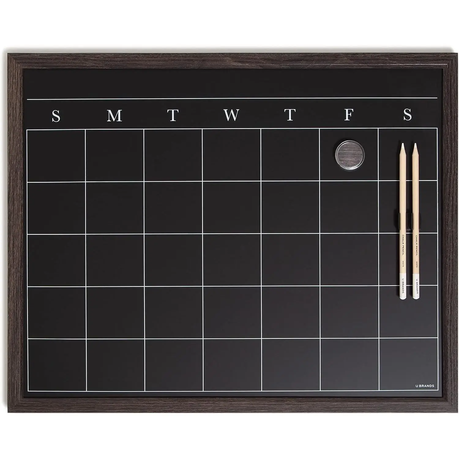 16" x 20" Magnetic Monthly Calendar Chalkboard with Rustic Wood Frame, Blackboard Surface, Wall Mountable, Monthly Planner Board, Magnetic Calendar for Home, Office, Kitchen, Classroom