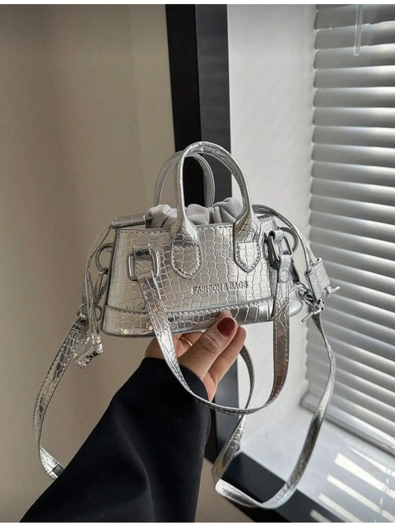 Mini Fashion Women Crocodile Embossed Handbag Crossbody Bag