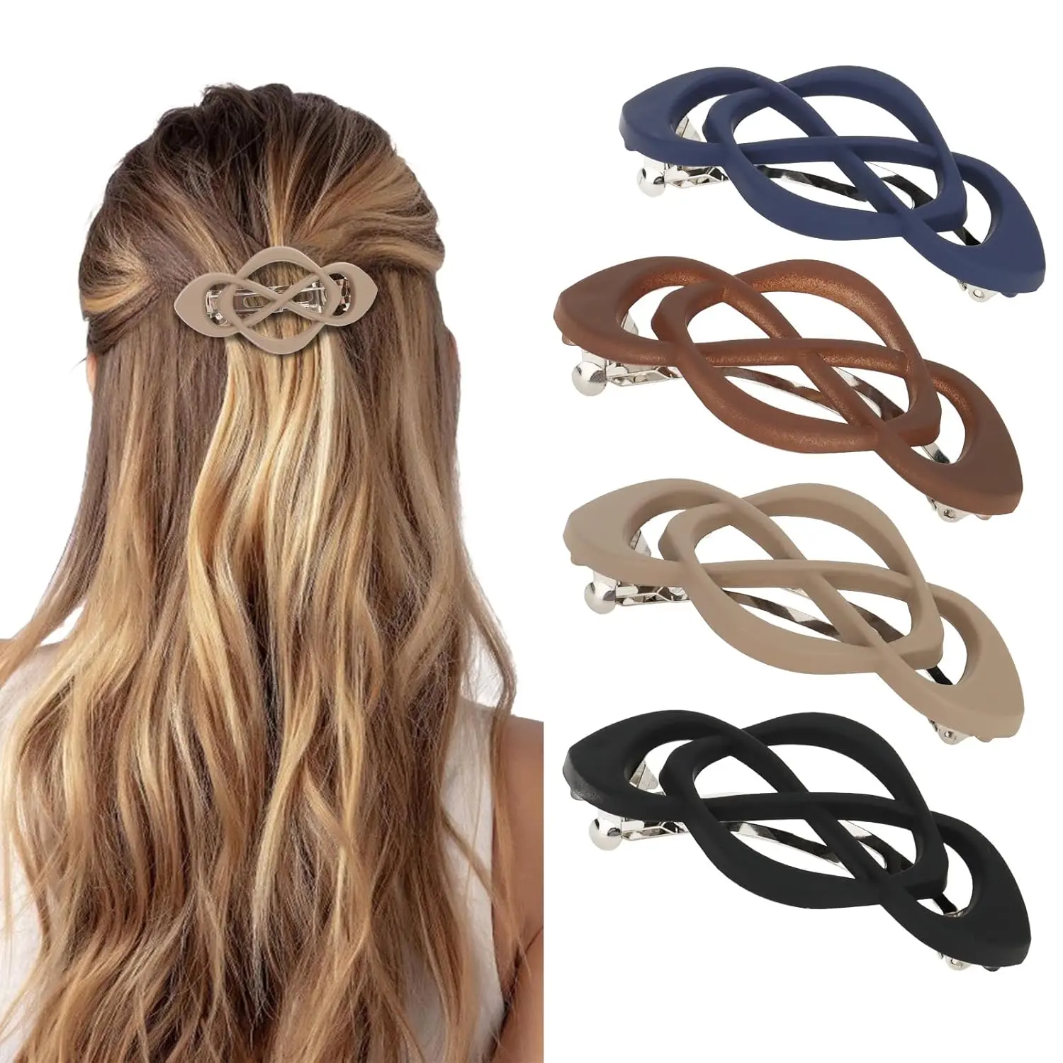 Vintage French Barrette Clips 4packset - Hair Accessories for Women, Suitable for Thick to Thin Hair
