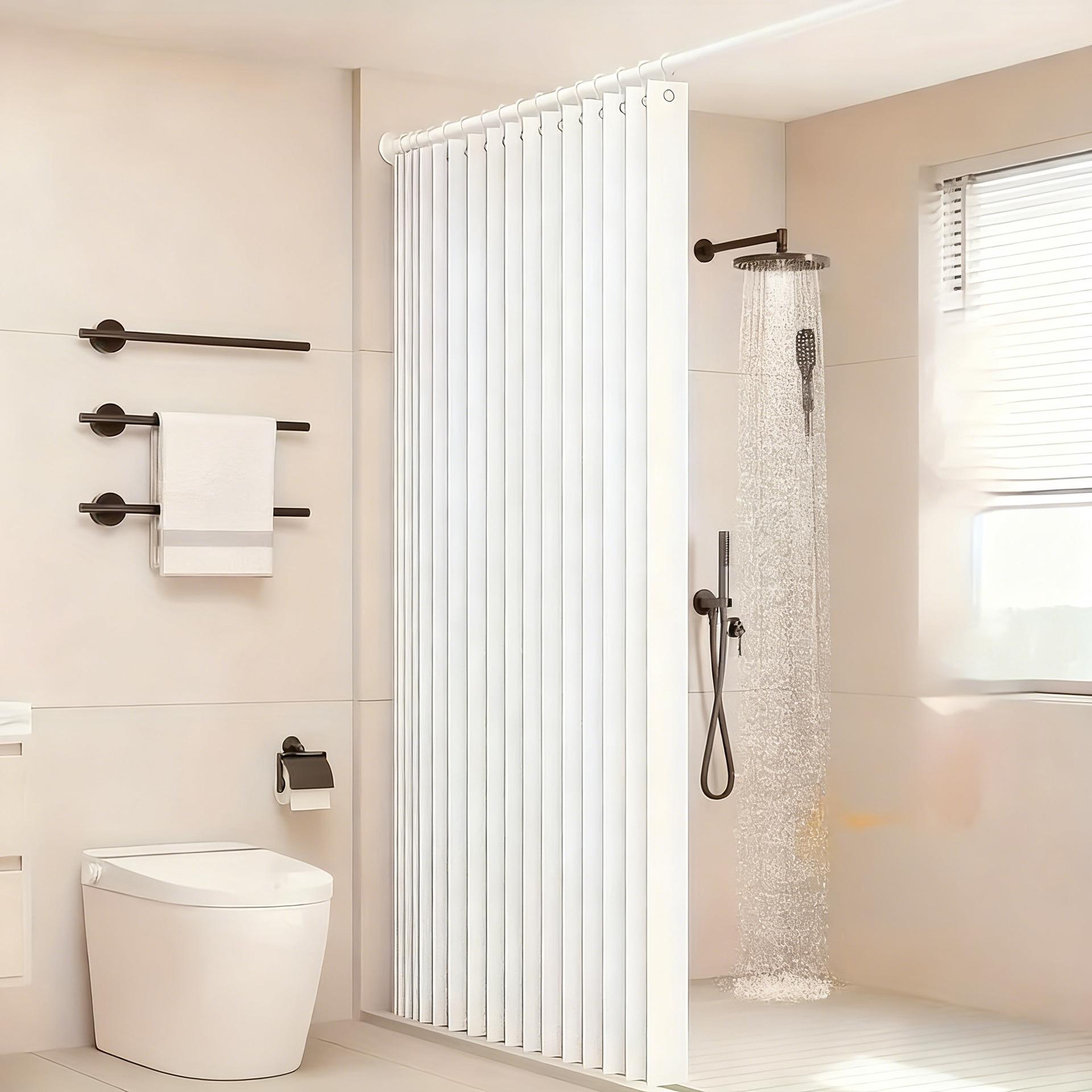 Foldable Magnetic Shower Curtain, Waterproof, Mold-Proof, No Drilling Required, Thickened, Light-Blocking, Partitioning Shower Curtain