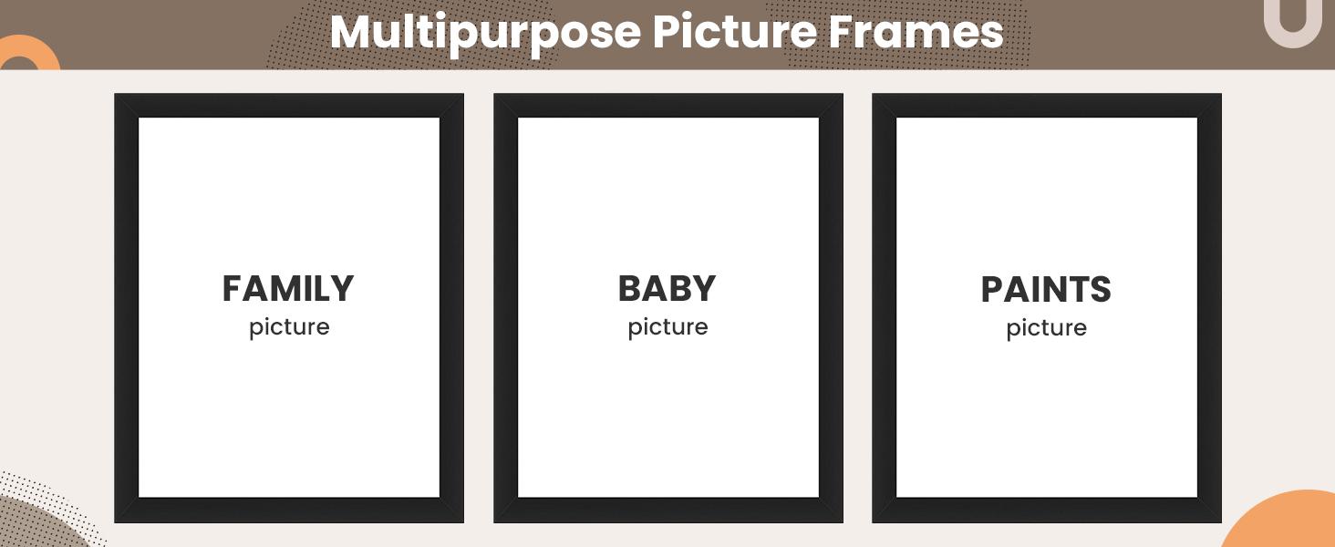 6x8 Picture Frame, Display Pictures 3.5x5.5 with Mat or 6x8 Without Mat, Wall Hanging Photo Frame, Black, 1 Pack