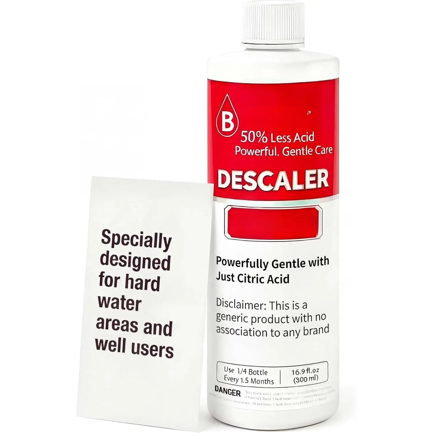 Gentle Descaling Solution Compatible with  Descaling solution & Coffee Machines, 16.9 fl Oz Professional Formula for Hard Water & Well Users, (4 Uses Descaler)