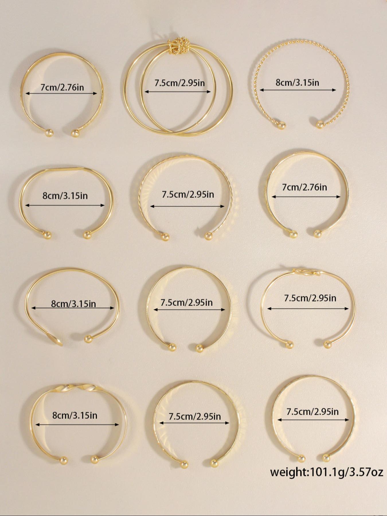 Boho Style Adjustable Metal Bracelet Set for Women, Heart Pattern Texture Design, Ideal Gift for Friends & Family, Stackable Bracelets