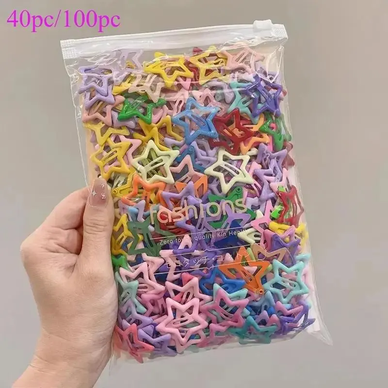 Candy Color Mini Star Hair Clips (40/100-Pcs) - Non-Slip Tiny Star Claw Barrettes, Cute Trendy Hair Accessories for Girls, Ideal for Daily Hairstyle Styling