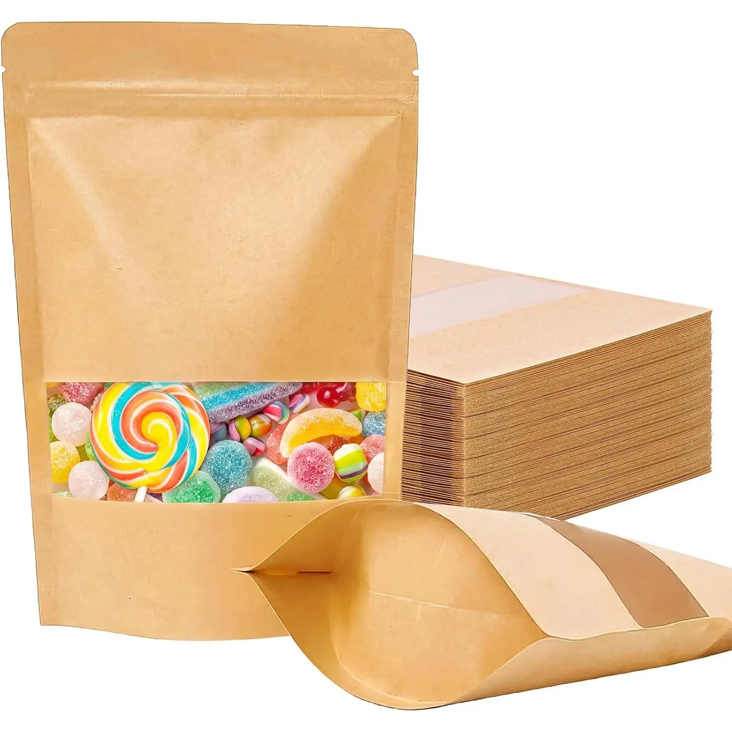 BoDoux 72pcs 5.9x8.6in Resealable Bags for Small Business&Home Packaging| Stand Up Pouches, Ziplock Bags with Window, Home & Small Business Packaging for Granola, Coffee, Snacks, Herbs, Dried Goods